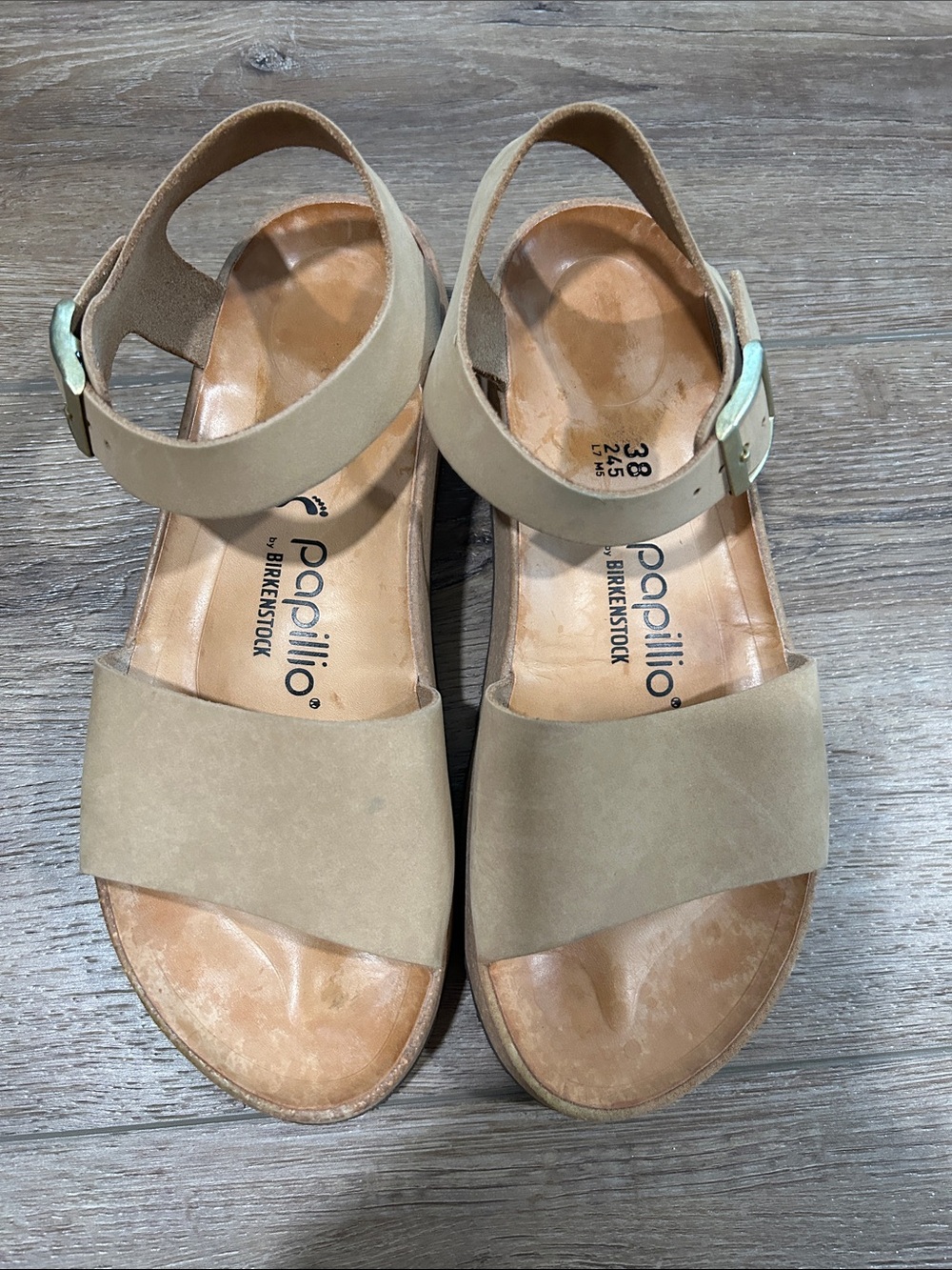 Papillio Tan Ankle-Strap Open-Toe Sandals- only worn a few times.